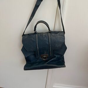 Reece Hudson navy blue leather shoulder bag